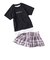 ニッキー キッズ（NIKKI KIDS）ジュニア インナー付き半袖ラッシュ水着 上下セット 125754 -BK