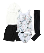 ジャクリーヌベール(Jacouelinebert)水着 5点セット 水着上下&パーカー&ショートパンツ&トレンカ 960301WHT