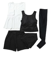 ジャクリーヌベール（Jacouelinebert）水着 5点セット 水着上下&カバーアップ&ショートパンツ&トレンカ 961001BLK