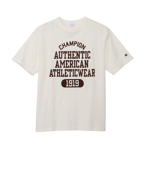 チャンピオン-ヘリテイジ（CHAMPION-HERITAGE）SLAB COLLEGE PRINT 半袖Tシャツ C3-D323  010