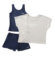 コンバース（CONVERSE）スクール水着 ジュニア 女子 水泳 Tシャツ付き セパレート 3点 375187-26NVY