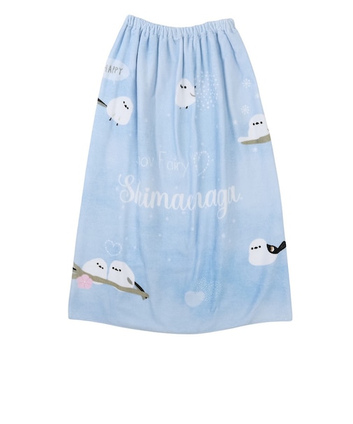 スイムタオル 水泳 タオル シマエナガ 青 80cm丈 215053-26BLU 巻きタオル ラップタオル