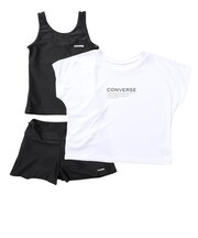 コンバース（CONVERSE）スクール水着 ジュニア 女子 水泳 Tシャツ付き セパレート 3点 375187-26BLK