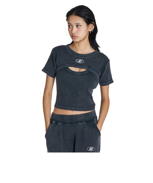 ディーシーシューズ（DC SHOES）テレコ レイヤード 半袖Tシャツ 26SU LST262307 BKS