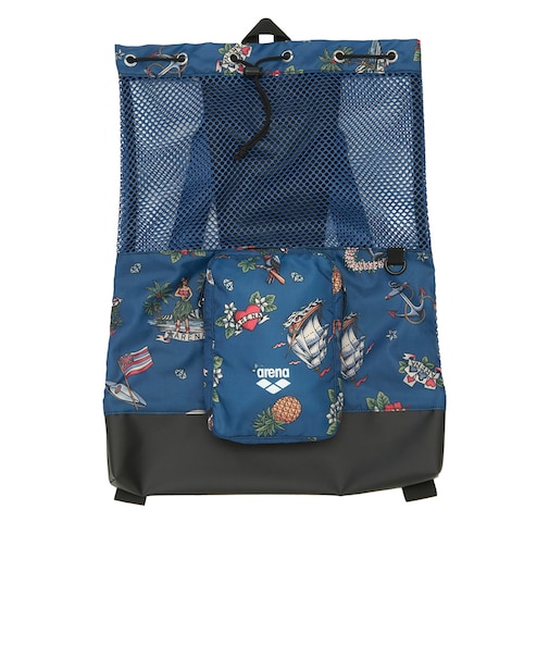 アリーナ（ARENA）水泳バッグ メッシュバックパック 青×白 8L AS6FBP16U BLWH スイミングバッグ メッシュ リュック