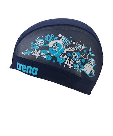 アリーナ（ARENA）スイミングキャップ 水泳 メッシュキャップ 紺×青 M-Lサイズ AS6FSC56U NVBL スイムキャップ アリーナくん