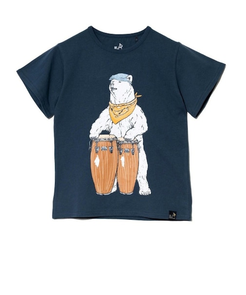ゴースローキャラバン（GOSLOWCARAVAN）ジュニア USA COTTON コンガクマ 半袖Tシャツ 361922 NAV