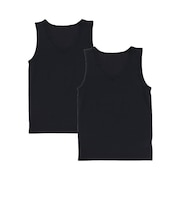 クー（Coo.）インナー ジュニア ドライプラス ノースリーブ Vネックシャツ 2枚組 黒 130-160サイズ 893CO6ASC0015 BLK 吸汗 速…