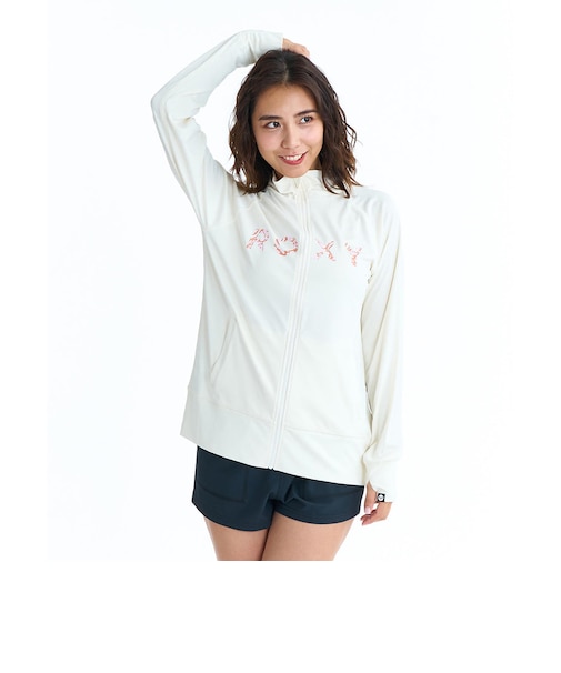 ロキシー（ROXY）長袖 HORIZON STAND ボタニカルロゴ ジップラッシュガード 26SPRLY261034OWT