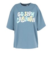 ゴースローキャラバン(GOSLOWCARAVAN)シリコンバイオ ヒッピーロゴ ゆったり 半袖Tシャツ 366107 BLU