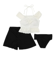 水着 3点セット ビキニ水着上下&ショートパンツ 418210WHT