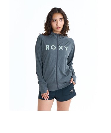 ロキシー（ROXY）ラッシュガード 長袖 HORIZON HOODIE ボタニカルロゴ ジップラッシュフーディ 26SPRLY261033BBK