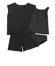 水着 4点セット セパレーツ水着上下&Tシャツ&ショートパンツ 418170BLK