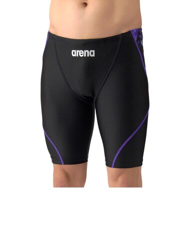 アリーナ（ARENA）水着 メンズ 水泳 フィットネススパッツ ハーフレッグ 黒×紫 M-3Lサイズ AS6SWF61M BKPP フィットネス水着