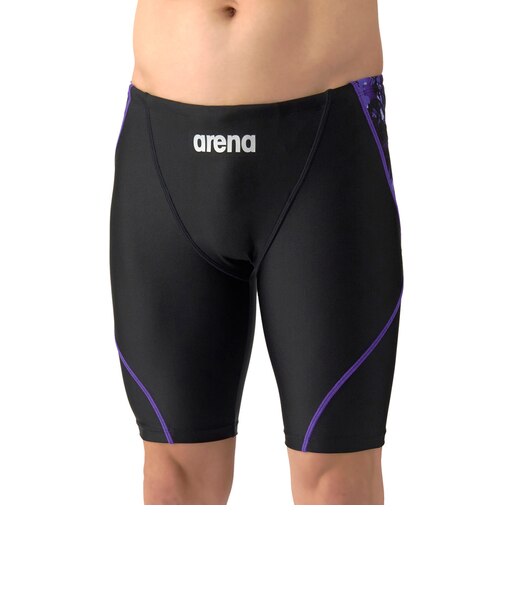 アリーナ（ARENA）水着 メンズ 水泳 フィットネススパッツ ハーフレッグ 黒×紫 M-3Lサイズ AS6SWF61M BKPP フィットネス水着