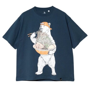 ゴースローキャラバン（GOSLOWCARAVAN）半袖 ラーメンクマ Tシャツ 361917 NAV