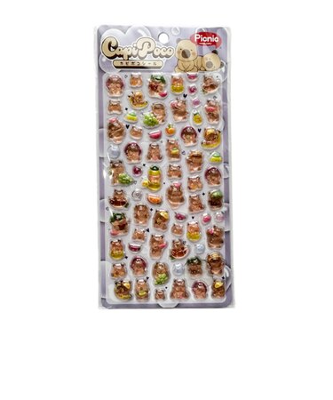 シール 虎屋 カピポコシール パープル yx-739 3D立体シール 2WAYプリント ぷっくり カピバラ