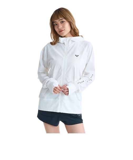 ロキシー（ROXY）ラッシュガード 長袖 HISTORICAL ロゴ ジップラッシュフーディ 26SPRLY261035WHT