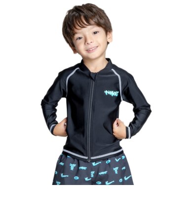 ナイキ（NIKE）ラッシュガード 長袖 SS26 トドラー ボーイズ ジップ付きラッシュガード 1991131-0009