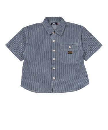 クリフメイヤー（KRIFF MAYER）ジュニア ワークステッチデニムシャツ J2545129:1571:NAVY-STRP