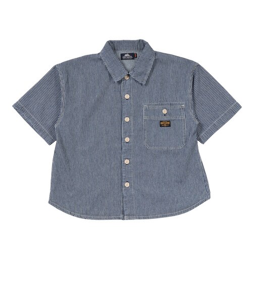 クリフメイヤー（KRIFF MAYER）ジュニア ワークステッチデニムシャツ J2545129:1571:NAVY-STRP