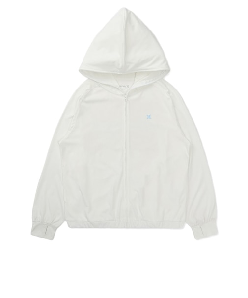 ハーレー（HURLEY）ラッシュガード PHANTOM クルーシブ ロゴ フルジップ フーディー 長袖 WSRG261008-WHT