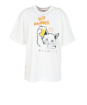 ゴースローキャラバン(GOSLOWCARAVAN)RAY綿 猫と麦酒 半袖Tシャツ 猫生乾杯 362616 WHT