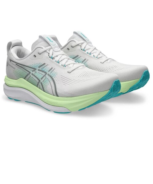 【値下げしました　美品】ランニングシューズ ホワイト/グリーン アシックス（ASICS）ランニングシューズ ジョギングシューズ