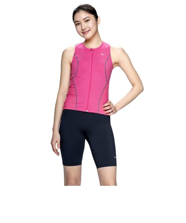 ナイキ（NIKE）フィットネス水着 レディース 水泳 ジップ セパレーツ ピンク M-LLサイズ 2993170-0240 上下セット