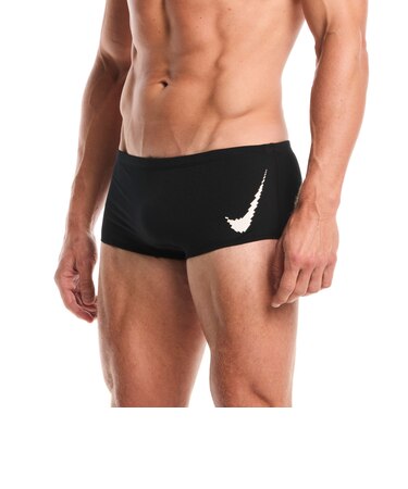 ナイキ（NIKE）水着 メンズ 水泳 ハイドラストロング ロゴ スクエアレッグ ブリーフ 黒×白 M-LLサイズ NESSG032-N011 メンズ水着 ショ…