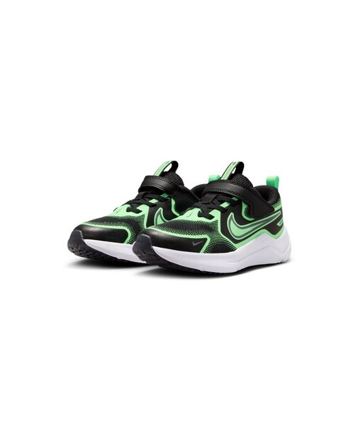ナイキ(NIKE)ジュニア スポーツシューズ ベルクロ ベルト付き スニーカー コズミック ランナー ブラック グリーン HM4400-016