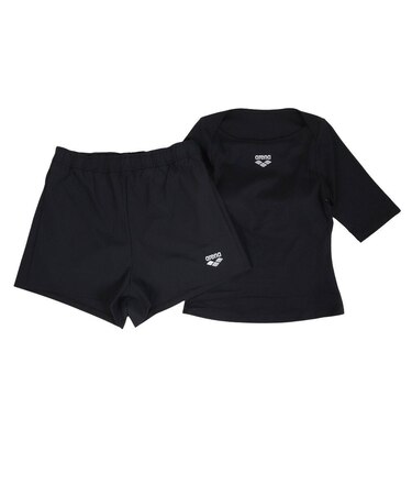 アリーナ（ARENA）フィットネス水着 レディース 水泳 フィットネスセパレーツ 上下セット 黒 S-LLサイズ AS6SWF50L BKBK 半袖 水着