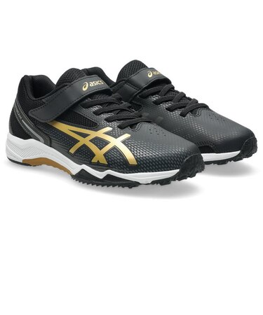 アシックス(ASICS)ジュニアスポーツシューズ ベルクロ ベルト付き スニーカー レーザービーム SL MG ブラック ゴールド 1154A232.001 …