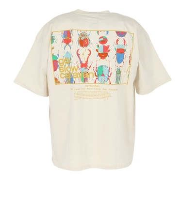 ゴースローキャラバン（GOSLOWCARAVAN）スクエアLOGO バックプリント ゆったり 半袖Tシャツ 361915B IVY