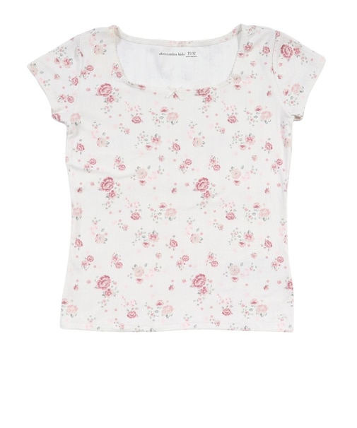 アバクロンビー&フィッチ(Abercrombie & Fitch)ジュニア POINTELLE スクエアネック 半袖Tシャツ 43AG42-W7M