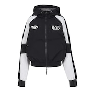 ロキシー（ROXY）フィットネス EARTHY CRISP 配色ダブルジップフーディー パーカー RJK264501 BLK