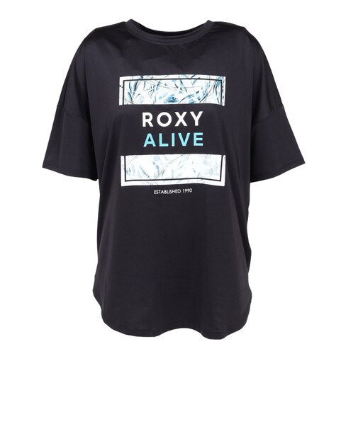 ロキシー(ROXY)水陸両用 フィットネス FEEL FREE バックロング グラフィック半袖Tシャツ RST264532 BLK