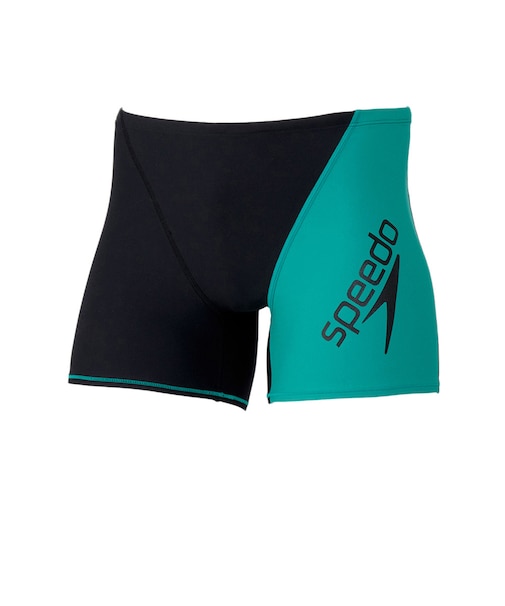 スピード（SPEEDO）競泳水着 メンズ 水泳 パネルフリージリーターンズハーフボックス 黒×緑 M-LLサイズ ST52303 KT トレーニング水着