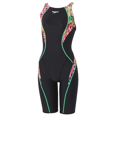 スピード（SPEEDO）競泳水着 レディース 水泳 フレックスシグマニューミニオープンバックニースキン WA承認 黒×緑 S-LL SCW12652F MT
