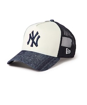 ニューエラ(NEW ERA)キャップ 9FORTY A-Frame トラッカー Laser Burn Out Denim ニューヨーク・ヤンキース 15137…