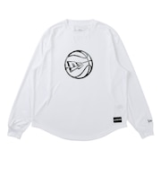 ニューエラ(NEW ERA)バスケットボールウェア 長袖 オーバーサイズド テック Tシャツ Round Ball Logo ホワイト 15135375