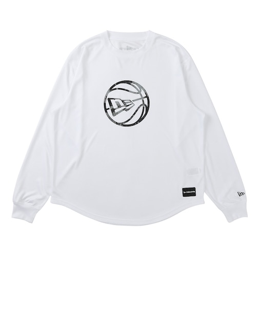 ニューエラ（NEW ERA）バスケットボールウェア 長袖 オーバーサイズド テック Tシャツ Round Ball Logo ホワイト 15135375