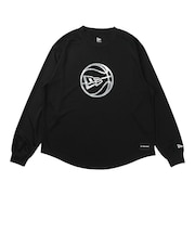 ニューエラ（NEW ERA）バスケットボールウェア 長袖 オーバーサイズド テック Tシャツ Round Ball Logo ブラック 15135376
