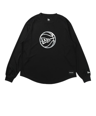 ニューエラ（NEW ERA）バスケットボールウェア 長袖 オーバーサイズド テック Tシャツ Round Ball Logo ブラック 15135376