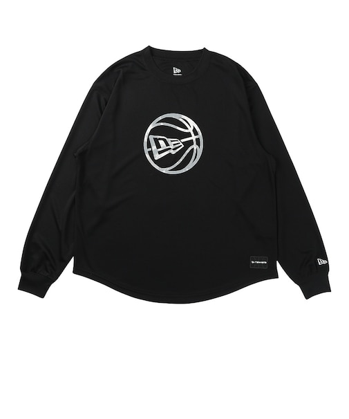 ニューエラ（NEW ERA）バスケットボールウェア 長袖 オーバーサイズド テック Tシャツ Round Ball Logo ブラック 15135376