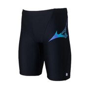 ミズノ（MIZUNO）水着 メンズ 水泳 スイムフィットネス用ハーフスパッツ 黒×青 S-LLサイズ N2JBD60492 フィットネス水着