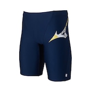 ミズノ(MIZUNO)水着 メンズ 水泳 スイムフィットネス用ハーフスパッツ 紺 黄 S-LLサイズ N2JBD60484 フィットネス水着