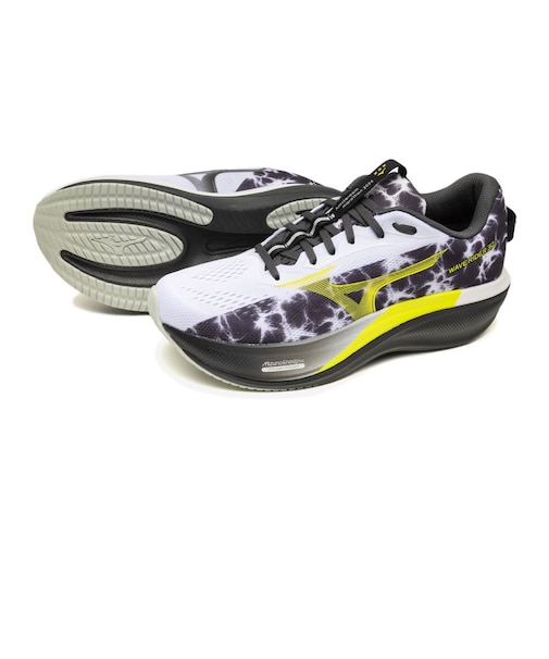ミズノ（MIZUNO）ランニングシューズ ジョギングシューズ ウエーブライダー 30 AMS ホワイト イエロー  J1GU262281 スポーツシューズ