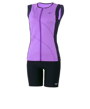 スピード（SPEEDO）フィットネス水着 レディース 水泳 ディアゴナウェイビージップセパレーツ 紫 M-3Lサイズ SFW32660 LV 大きいサイズ