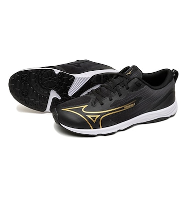 ミズノ(MIZUNO)ジュニアスポーツシューズ スニーカー スピードスタッズ 5 ブラック ゴールド K1GC266102 スポーツ トレーニング